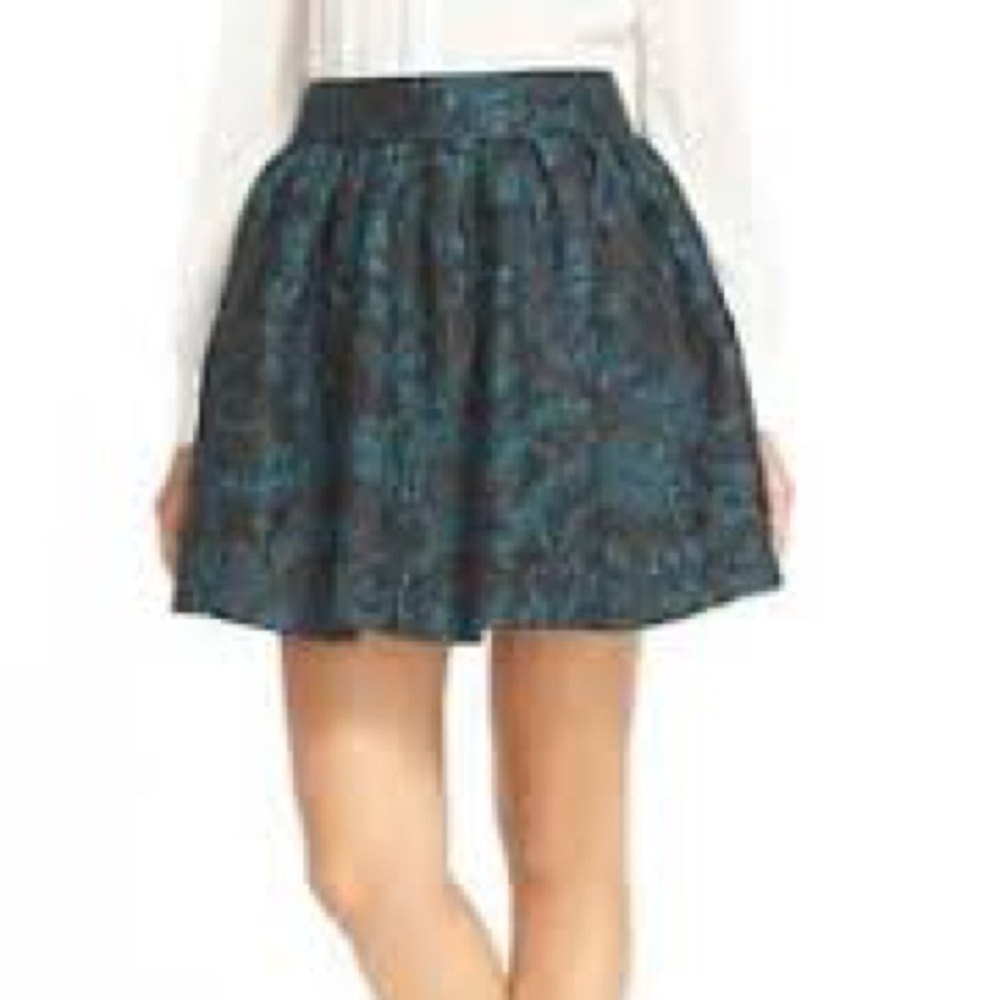 Alice + Olivia Stora Jacquard Blue Black Twirl Skirt (14)